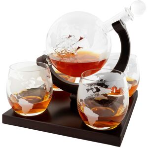Aretica Whiskey karaf met 4 glazen - Glas en Hout Aretica Whiskey karaf met 4 glazen - Glas en Hout