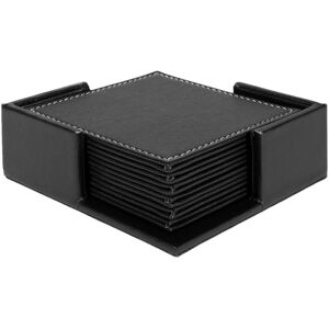 QUVIO Onderzetters incl. houder 6 stuks - 10 x 10 cm - Leer QUVIO Onderzetters incl. houder 6 stuks - 10 x 10 cm - Leer