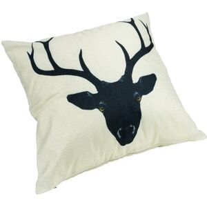 QUVIO Sierkussen met rendier - Gevuld - 45 x 45 cm - Zwart en Beige QUVIO Sierkussen met rendier - Gevuld - 45 x 45 cm - Zwart en Beige