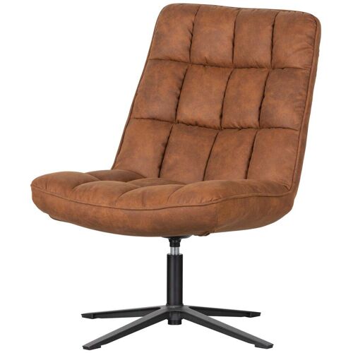 Dirkje Draaifauteuil Leerlook Cognac   Bruin   WOOOD   Pu   85 x  70 x 101 cm