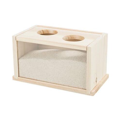 Trixie zandbad voor muizen / hamsters hout (20X12X12 CM)