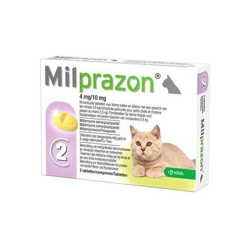 Krka milprazon ontwormingstabletten kat (>0,5 KG 4 MG/10 MG 2 TBL)