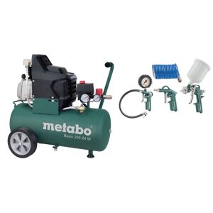 Metabo Basic 250-24 W Compressor + LPZ 4 Toebehorenset - 1500W - 8 Bar - 24L - 95 L/min