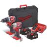 Milwaukee M18 CBLPP2A-402C 18V Li-Ion Accu Klopboor-/schroefmachine (M18 CBLPD-0) & Slagschroevendraaier (M18 CBLID-0) Combiset (2x 4,0Ah Accu) In Koffer