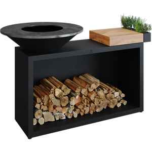 Ofyr 85 Island Black – Teak Hout   Zwart gecoat staal / Teakhout