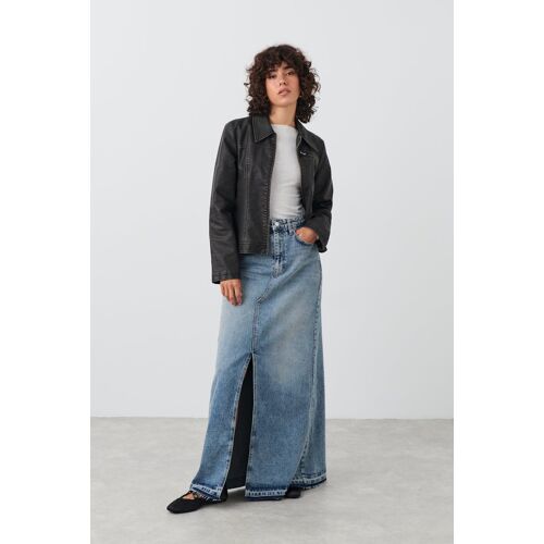  Gina Tricot- Denim slit skirt - jeansröcke- Blue - 32- Female