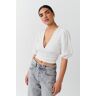  Gina Tricot- Puff sleeve top - blusen mit puffärmeln- Offwhite - M- Female