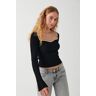  Gina Tricot- Contrast knitted top - langarmshirts- Black - M- Female