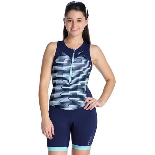 2XU Dames Tri Suit Active triathlonsuit, Maat L, Triathlon body, Triathlon kledi zwart/blauw L female