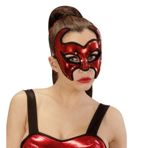 Finidi Rood metallic duivelsmasker voor duivelspakken Default unisex