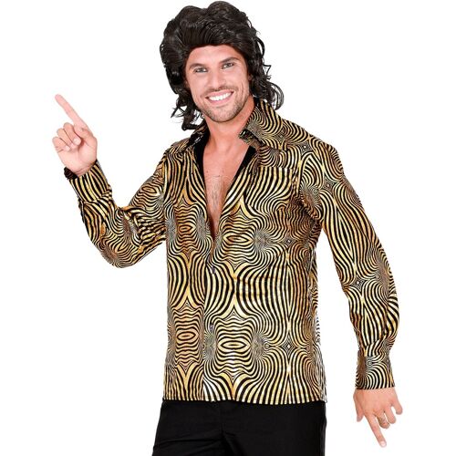 Finidi Jaren 70 disco shirt goud heren S/M male