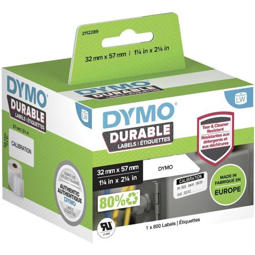 DYMO Rol met etiketten 57 x 32 mm Polypropyleen folie Wit 800 stuk(s) Permanent hechtend 2112289 Universele etiketten, Adresetiketten