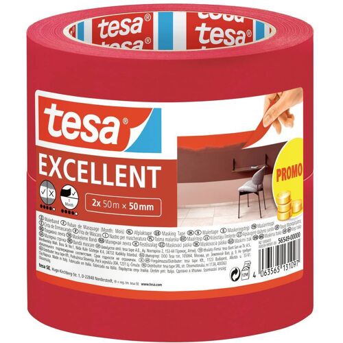 tesa EXCELLENT 56549-00000-00 Maskeertape Rood (l x b) 50 m x 50 mm 2 stuk(s)