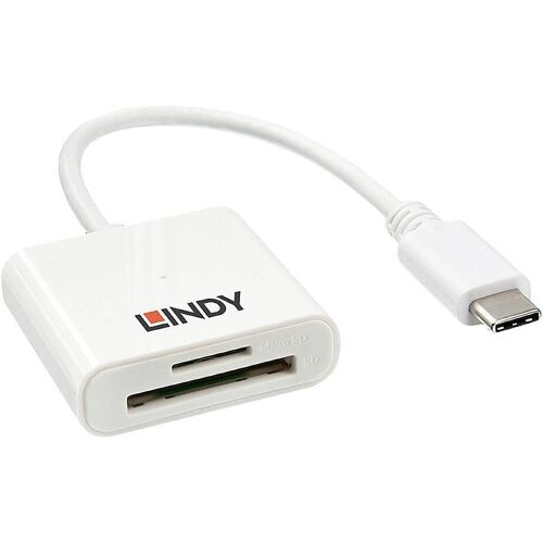 LINDY Lindy Externe geheugenkaartlezer Micro-SD, SD, USB-C USB 3.2 (Gen 1) Wit