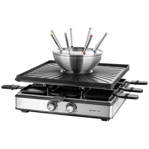 EMERIO RG-128187 Gourmetstel 8 pannen, 8 fonduevorkjes Zwart, RVS