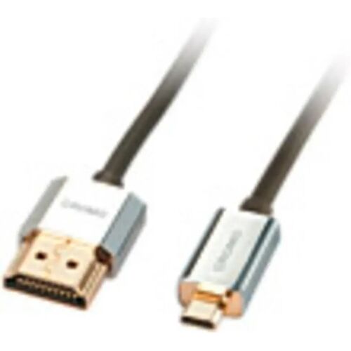 LINDY 41680 HDMI-kabel HDMI Aansluitkabel HDMI-A-stekker, HDMI-micro-D-stekker 0.50 m Grijs High Speed HDMI met ethernet, OFC-kabel, Rond, Ultra HD-HDMI met