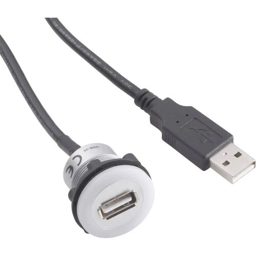 TRU COMPONENTS USB A inbouwbus 2.0 Zilver 1x USB-A-bus naar 1x USB-A-stekker met verlichting en 1,50 m kabel Inhoud: 1 stuk(s)