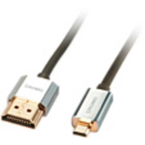 LINDY 41680 HDMI-kabel HDMI Aansluitkabel HDMI-A-stekker, HDMI-micro-D-stekker 0.50 m Grijs High Speed HDMI met ethernet, OFC-kabel, Rond, Ultra HD-HDMI met