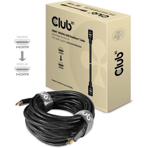 club3D CAC-2314 HDMI-kabel HDMI Aansluitkabel HDMI-A-stekker, HDMI-A-stekker 15.00 m Zwart Vlambestendig