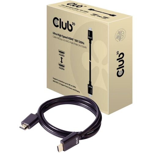 club3D CAC-1373 HDMI-kabel HDMI Aansluitkabel HDMI-A-stekker, HDMI-A-stekker 3.00 m Zwart Vlambestendig