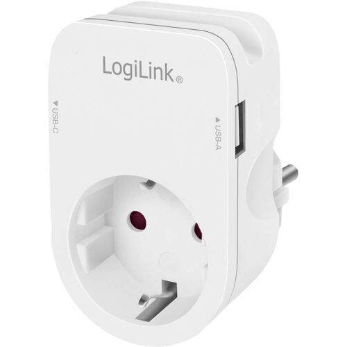 LogiLink PA0259 Contactdoos Met USB-laaduitgang, Kinderbeveiliging, Overspanningsbeveiliging IP20