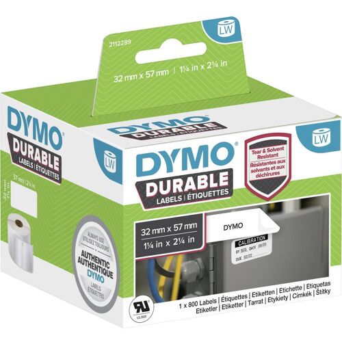 DYMO Rol met etiketten 57 x 32 mm Polypropyleen folie Wit 800 stuk(s) Permanent hechtend 2112289 Universele etiketten, Adresetiketten