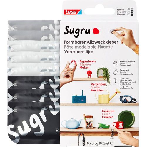 tesa Sugru Kneedlijm 41281-00001-00 Zwart, Wit, Grijs 8 stuk(s)