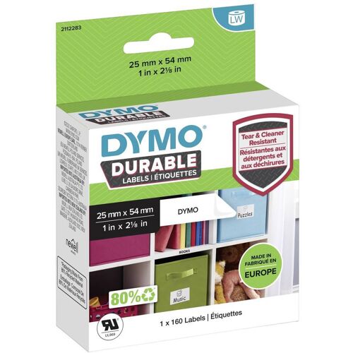 DYMO Rol met etiketten 54 x 25 mm Polypropyleen folie Wit 160 stuk(s) Permanent hechtend 2112283 Universele etiketten, Adresetiketten