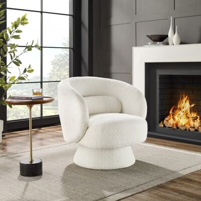 Draaibare fauteuil Bouclé wit Draaibare fauteuil Bouclé wit
