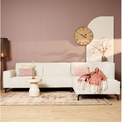 Hoekbankstel beige stof 285 cm met divan links Hoekbankstel beige stof 285 cm met divan links