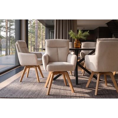 luxe draaibare eetkamerstoel beige met houten poten luxe draaibare eetkamerstoel beige met houten poten