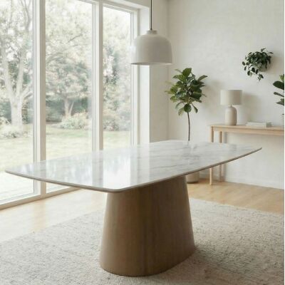 Wohnling eettafel bruin met wit marmerlook keramiek 200 cm Wohnling eettafel bruin met wit marmerlook keramiek 200 cm
