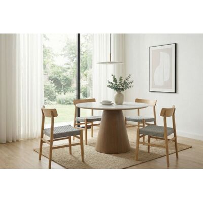 Wohnling ronde eettafel bruin met wit marmerlook keramiek 120 cm Wohnling ronde eettafel bruin met wit marmerlook keramiek 120 cm
