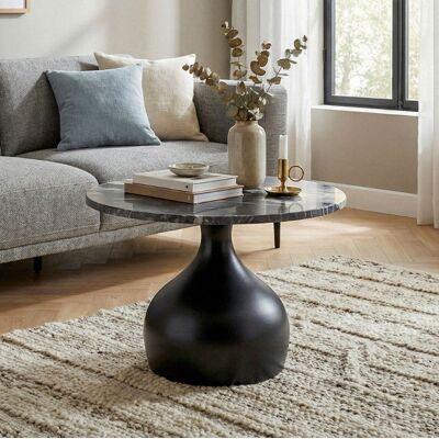 Wohnling Zwarte salontafel Marmer metaal 60 cm Wohnling Zwarte salontafel Marmer metaal 60 cm