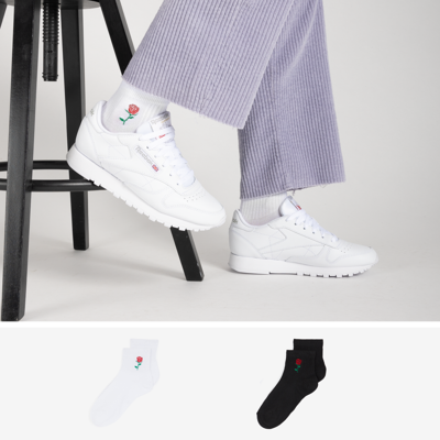 Courir Pack Quarter Broderie Rose X2 Blanc/noir Dames 39/42 Courir Pack Quarter Broderie Rose X2 Blanc/noir Dames 39/42
