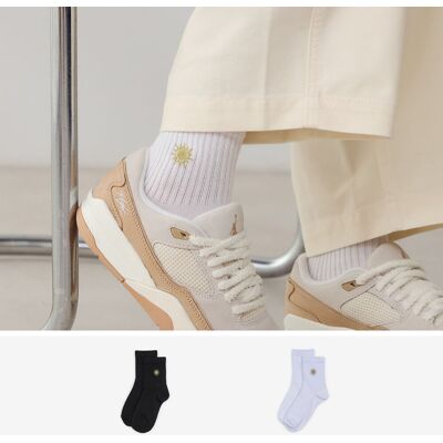 Courir Mid Crew Sunshine 2pk - Kinderen Wit/zwart Unisex 35/38 Courir Mid Crew Sunshine 2pk - Kinderen Wit/zwart Unisex 35/38