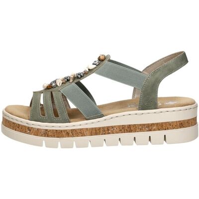 Rieker - Sandalen Plat Groen 37 Rieker - Sandalen Plat Groen 37