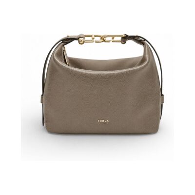 Furlavoor vrouwen. WE00877-A.0023 Tonie leren schoudertas grijs, bruin (OSFA), Casual, Klassiek, Leer Furlavoor vrouwen. WE00877-A.0023 Tonie leren schoudertas grijs, bruin (OSFA), Casual, Klassiek, Leer