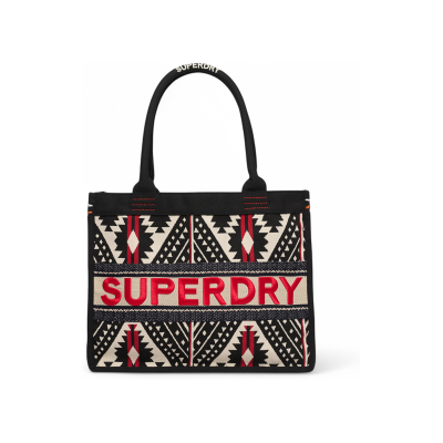 Superdryvoor vrouwen. W9110411A Luxe geborduurde tote bag zwart (OSFA), Casual, Synthetisch Superdryvoor vrouwen. W9110411A Luxe geborduurde tote bag zwart (OSFA), Casual, Synthetisch