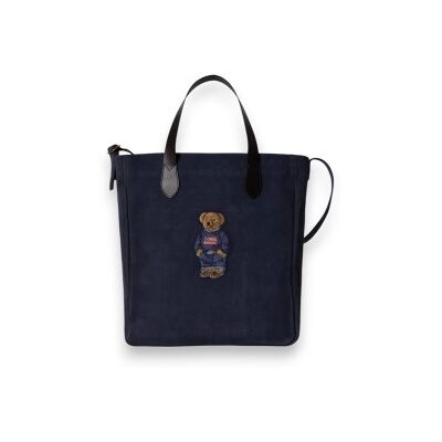 Polo Ralph Laurenvoor mannen. 405P08099002 Leren tote bag met suède finish en marineblauwe Polo Bear (OSFA), Casual Polo Ralph Laurenvoor mannen. 405P08099002 Leren tote bag met suède finish en marineblauwe Polo Bear (OSFA), Casual