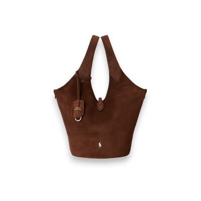 Polo Ralph Laurenvoor vrouwen. 428P23824002 Bruine Polo Play tote tas van suède (OSFA), Casual Polo Ralph Laurenvoor vrouwen. 428P23824002 Bruine Polo Play tote tas van suède (OSFA), Casual