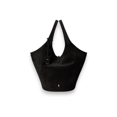 Polo Ralph Laurenvoor vrouwen. 428P23816002 Grote zwarte suède Polo Play tote bag (OSFA), Casual Polo Ralph Laurenvoor vrouwen. 428P23816002 Grote zwarte suède Polo Play tote bag (OSFA), Casual