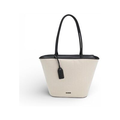 HUGOvoor vrouwen. 50562949 Beige canvas shopper tas (OSFA), Casual, Duurzaam, Gerecycled polyester HUGOvoor vrouwen. 50562949 Beige canvas shopper tas (OSFA), Casual, Duurzaam, Gerecycled polyester