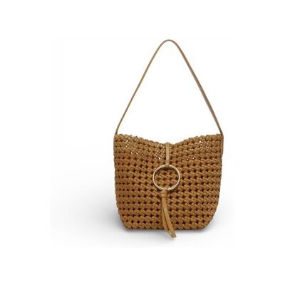 Marellavoor vrouwen. 2613511207200 Kleine bruine gevlochten stoffen handtas (OSFA), Casual, Polyester Marellavoor vrouwen. 2613511207200 Kleine bruine gevlochten stoffen handtas (OSFA), Casual, Polyester