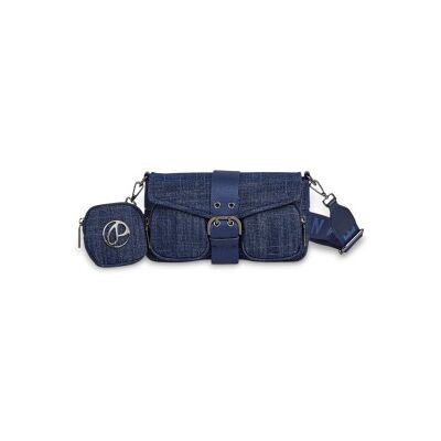 Pepe Jeansvoor vrouwen. PL0300063 Giselda blauwe schoudertas (OSFA), Casual, Katoen Pepe Jeansvoor vrouwen. PL0300063 Giselda blauwe schoudertas (OSFA), Casual, Katoen