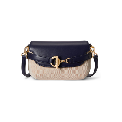Lauren Ralph Laurenvoor vrouwen. 431P10121001 Blaike kleine crossbody tas in marineblauw canvas (OSFA), Casual, Leer Lauren Ralph Laurenvoor vrouwen. 431P10121001 Blaike kleine crossbody tas in marineblauw canvas (OSFA), Casual, Leer
