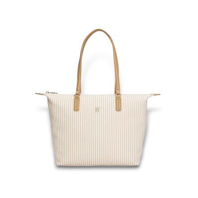 Tommy Hilfigervoor vrouwen. AW0AW17203 Beige canvas draagtas (OSFA), Casual, Polyester Tommy Hilfigervoor vrouwen. AW0AW17203 Beige canvas draagtas (OSFA), Casual, Polyester