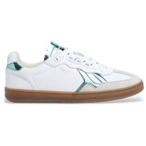 Pepe Jeansvoor vrouwen. PLS00037 Ball Rise Leren Sneakers Wit (40), Plat, Veters, Casual, Duurzaam Pepe Jeansvoor vrouwen. PLS00037 Ball Rise Leren Sneakers Wit (40), Plat, Veters, Casual, Duurzaam