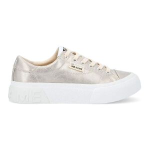 NO NAMEvoor vrouwen. QNBCDS0 Reset Sneaker met metallic bovenwerk en lichtgouden zool (38), Goudkleurig, Plat, Veters, Casual NO NAMEvoor vrouwen. QNBCDS0 Reset Sneaker met metallic bovenwerk en lichtgouden zool (38), Goudkleurig, Plat, Veters, Casual