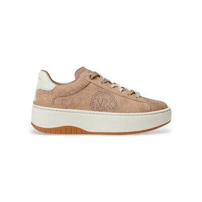 Michael Korsvoor vrouwen. 43T6DTFS1S Dottie sneaker van beige suède met plateauzool (38), Leer, 3 tot 5 cm, Veters, Casual Michael Korsvoor vrouwen. 43T6DTFS1S Dottie sneaker van beige suède met plateauzool (38), Leer, 3 tot 5 cm, Veters, Casual